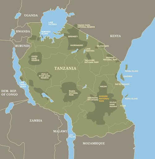LOCATION OF NYERERE NATIONAL PARK